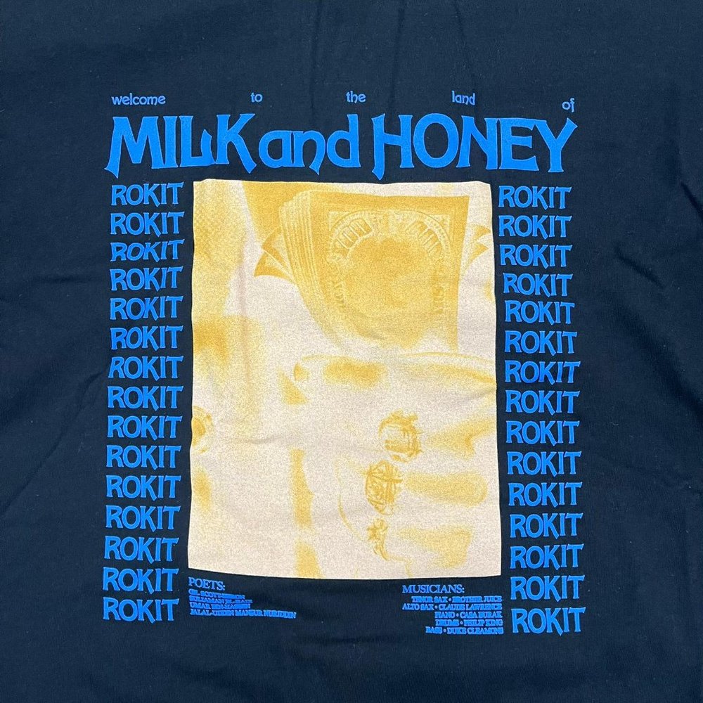 NWOT ROKIT 1pc Round Neck T-shirt welcome to the land of milk and honey - Picture 4 of 5